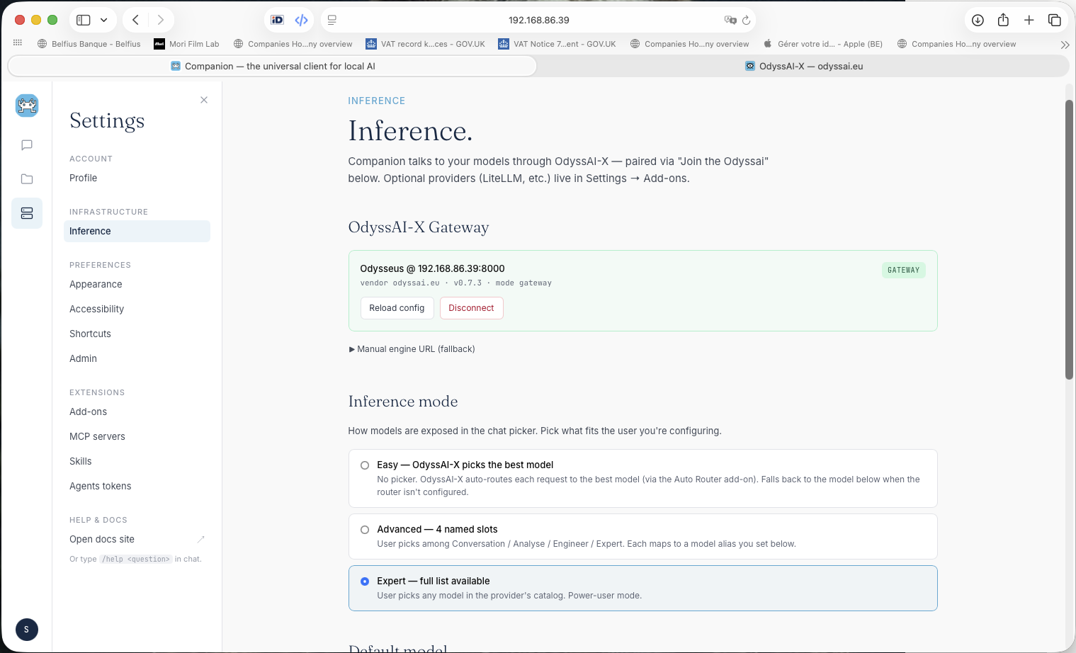 Inference settings